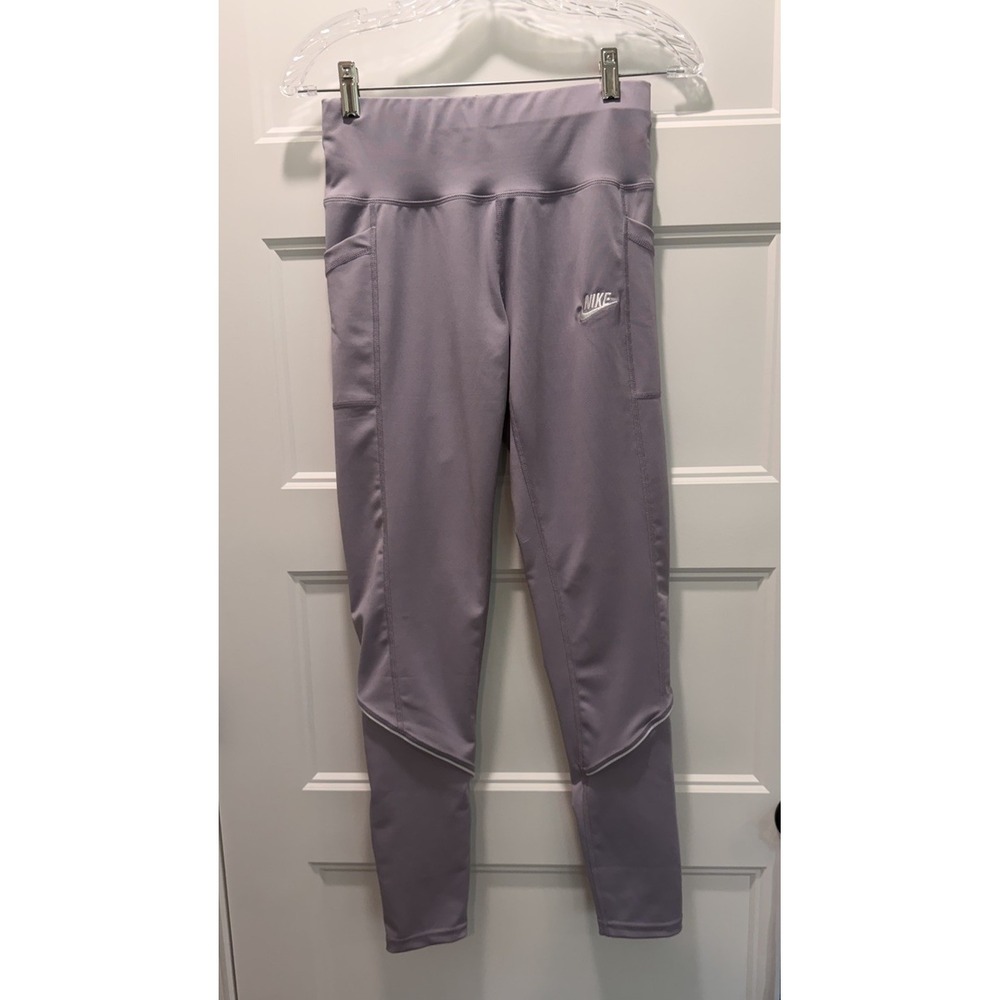 Nike Dri-FIT Women's M Purple Lavender Leggings Tulip Hem Pockets 7/8 Length